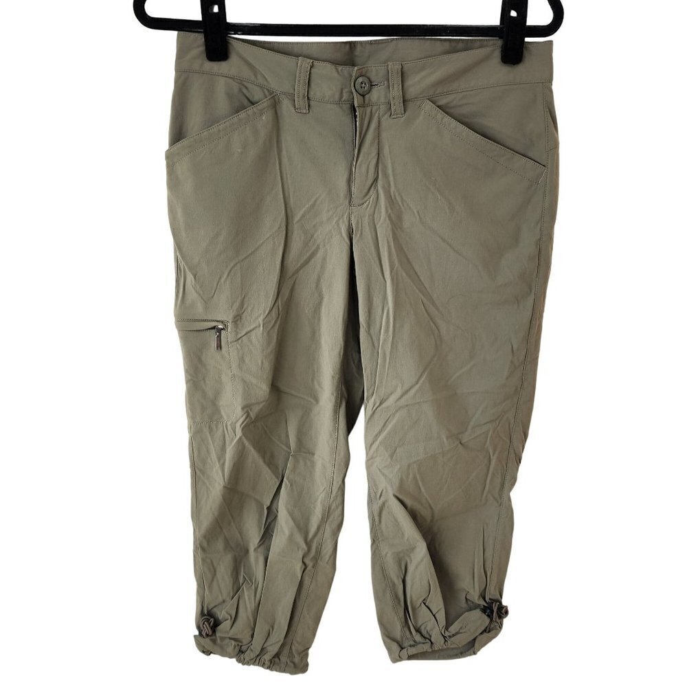 Eddie Bauer Olive Green Nylon Cropped Hiking Capri Pants Women's 2